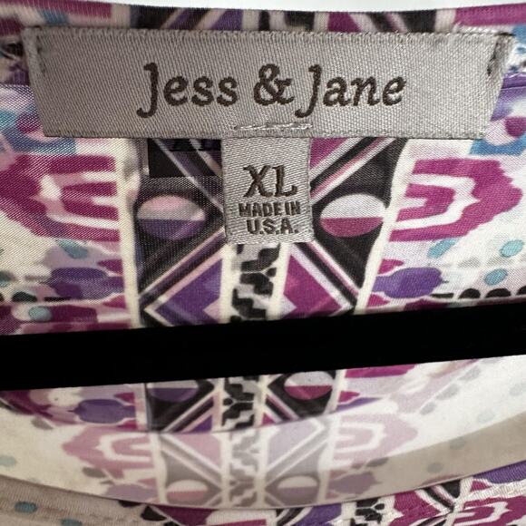 Jess Jane Tunic Top Womens XL Asymmetric Hem Paisley Boho Made in USA Smooth - Picture 6 of 12